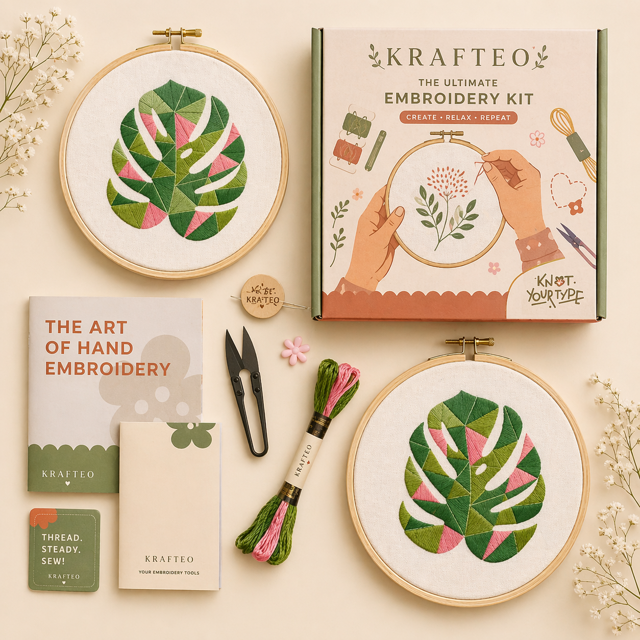 Monstera Leaf - Stitch By Colours - DIY Embroidery Kit
