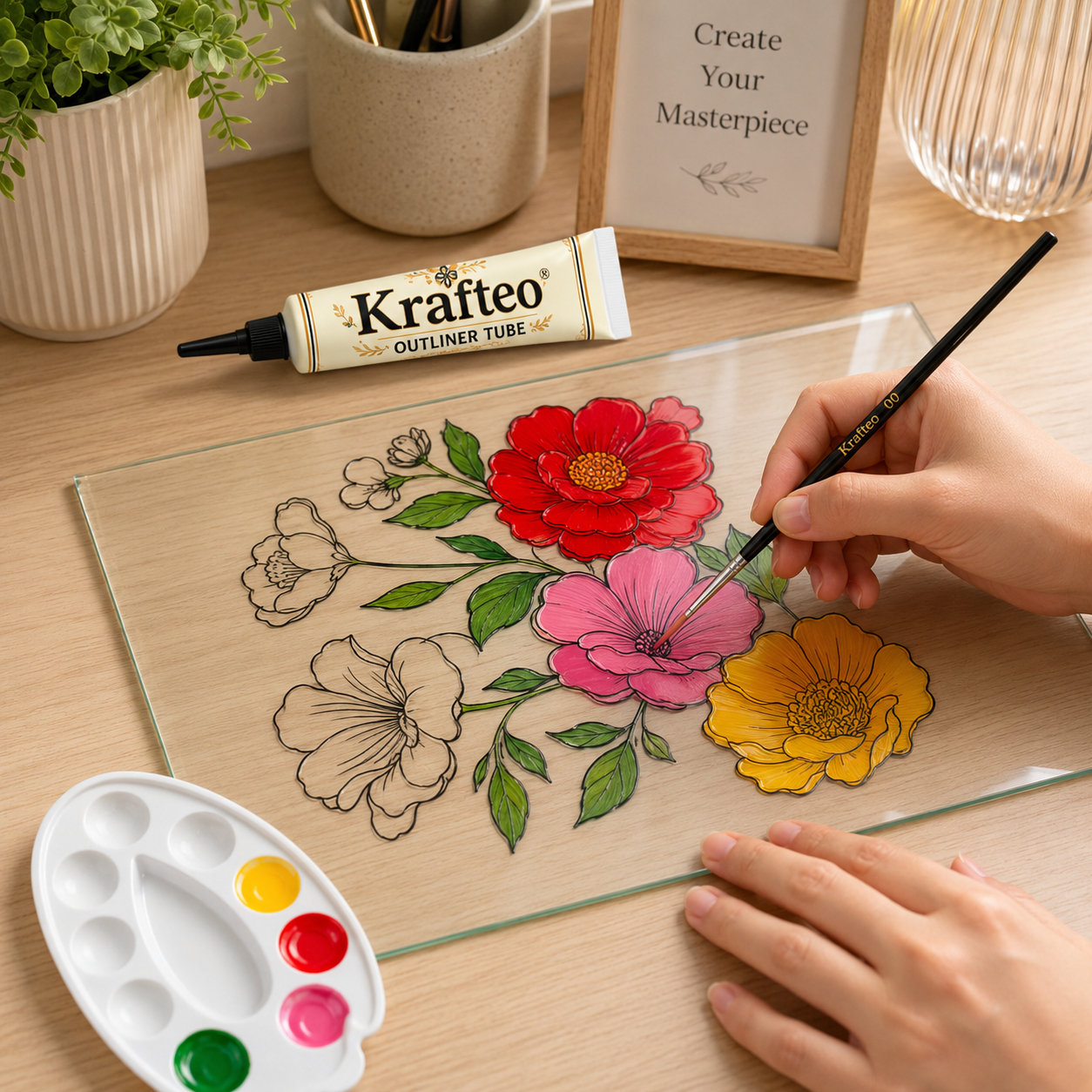 Floral Glass Painting Kit