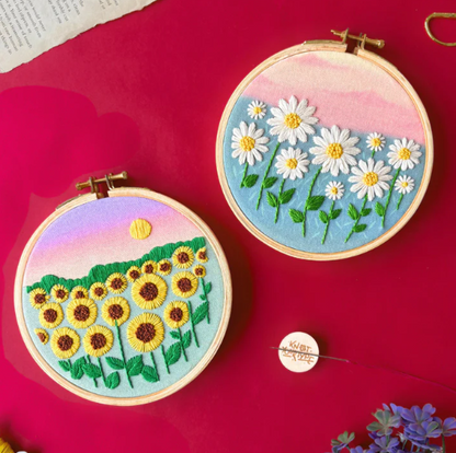Flower Meadow DIY Embroidery Kit- Bundle of 2