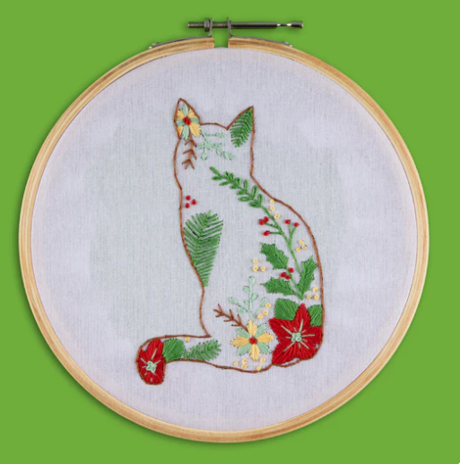 Cat DIY Learn-to-Embroidery Kit