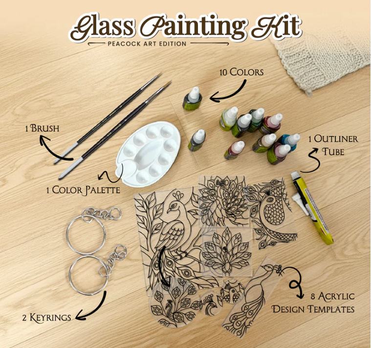 Peacock Glass Painting Kit